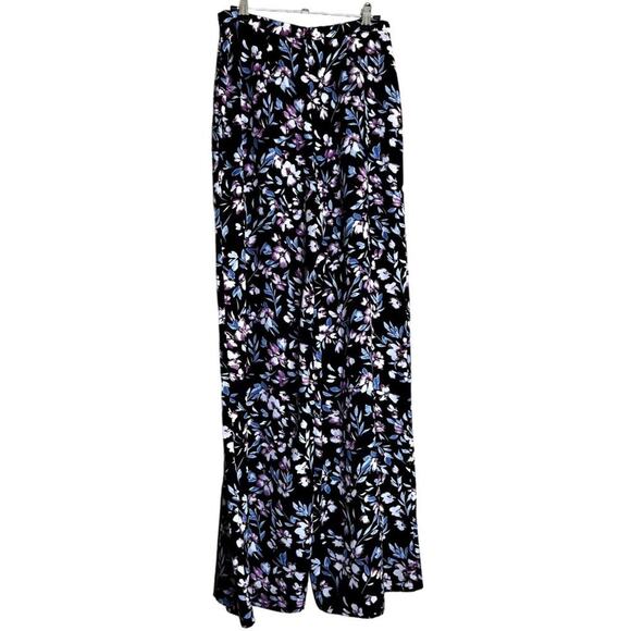 Kendall & Kylie Palazzo Purple Pant Floral Print High Waisted Multicolor Wide - Picture 2 of 15